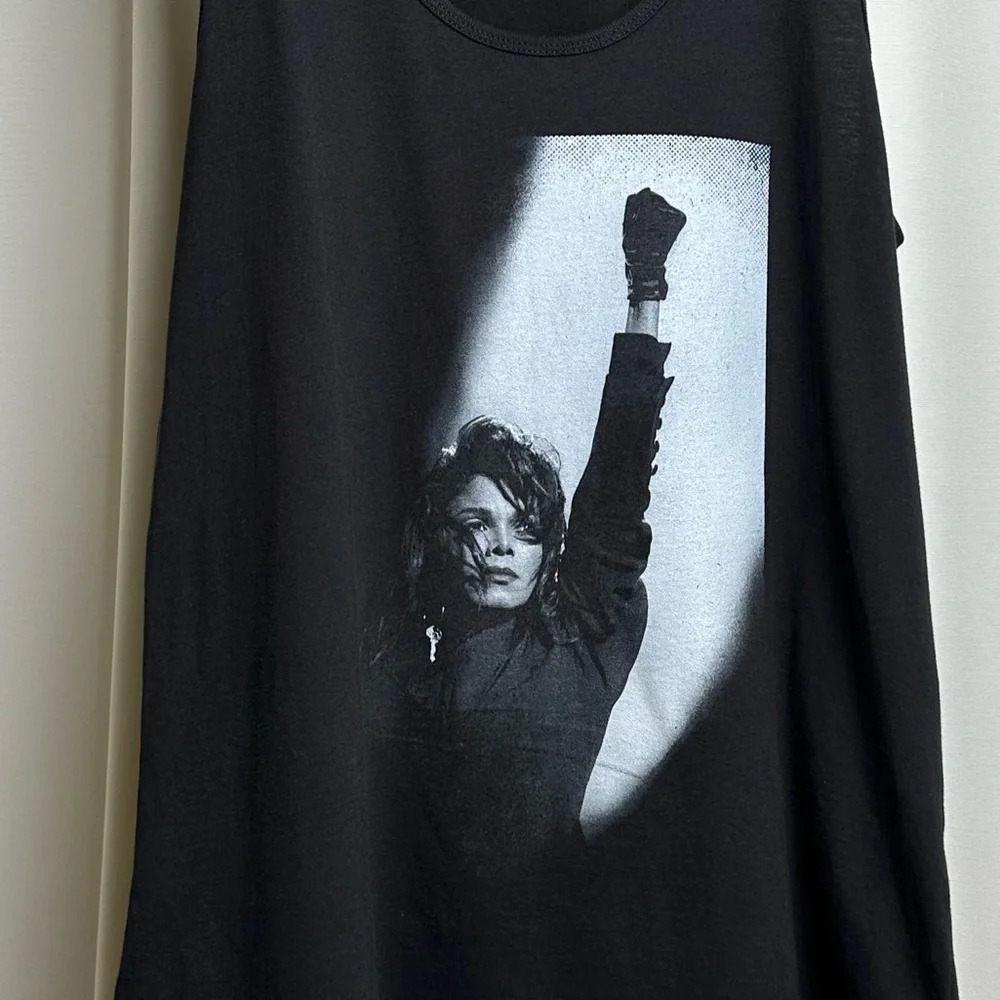 Janet Jackson Tank Top Size XL Rhythm Nation Women's Black Escapade 1812 - Picture 2 of 6